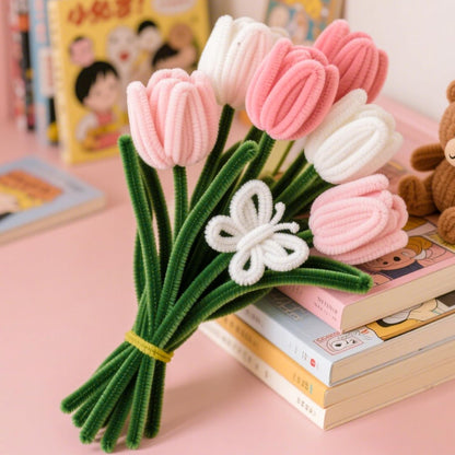 521 Pcs 5 Colors Art Chenille Stems Pipe Cleaners Flower Making Kit