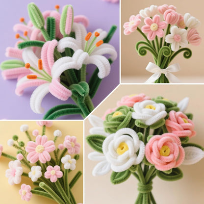 521 Pcs 5 Colors Art Chenille Stems Pipe Cleaners Flower Making Kit