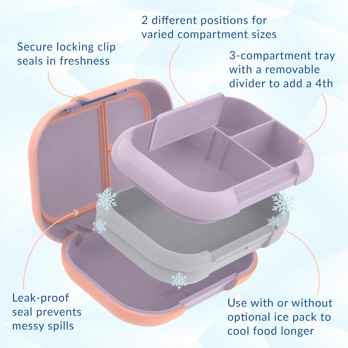 Chill Max Leak-Proof XL Bento-Style 3 or 4 Compartment Lunch Box