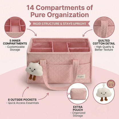 Baby Diaper Caddy Organizer, Baby Basket Shower Gift, Portable Changing Table Basket, Postpartum Caddy & Tote Bag Pouch, Newborn Boy & Girl Nursery Essentials Registry, Car Diaper Organizer