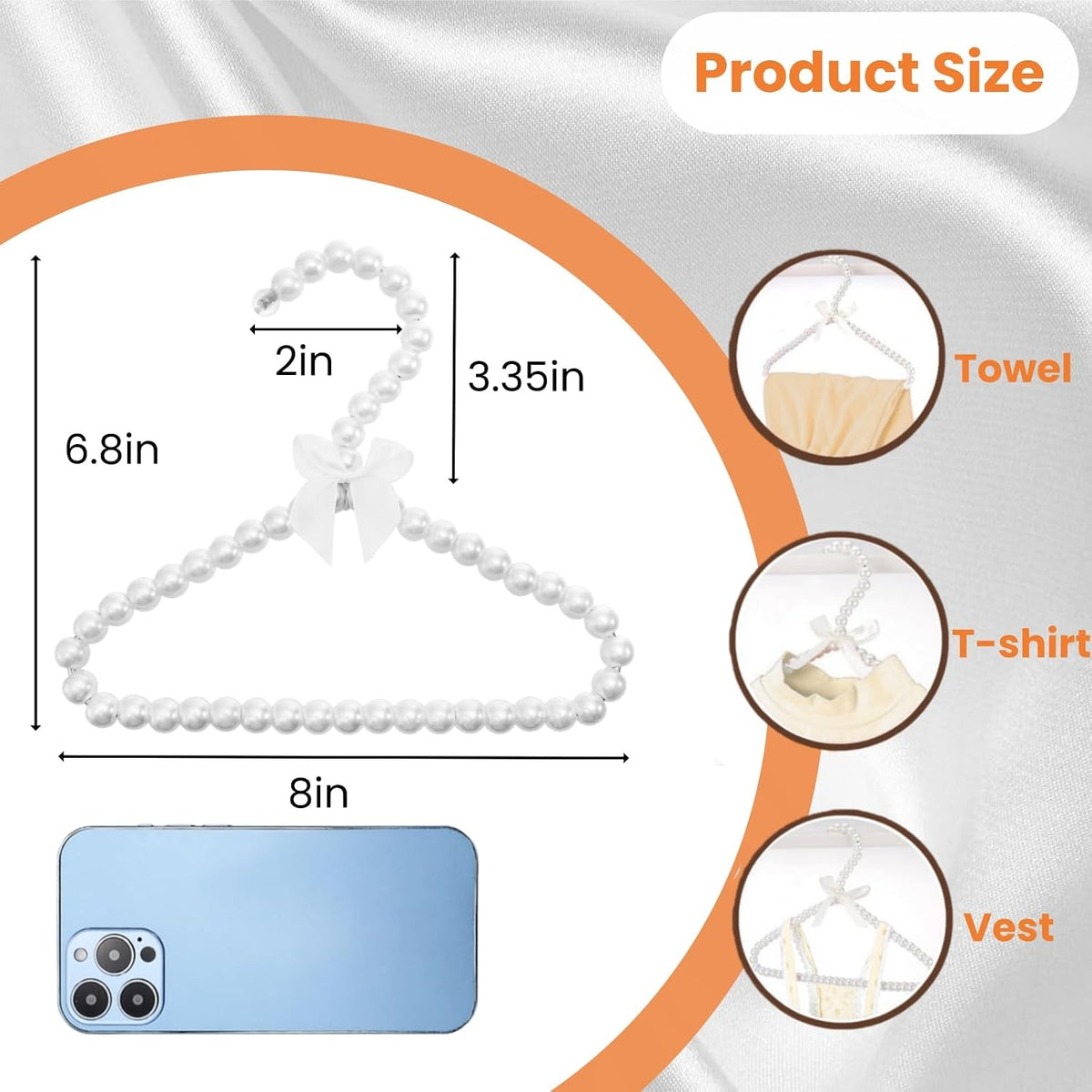 10 Pieces Small Pearl Hangers, 8 Inch Pink White