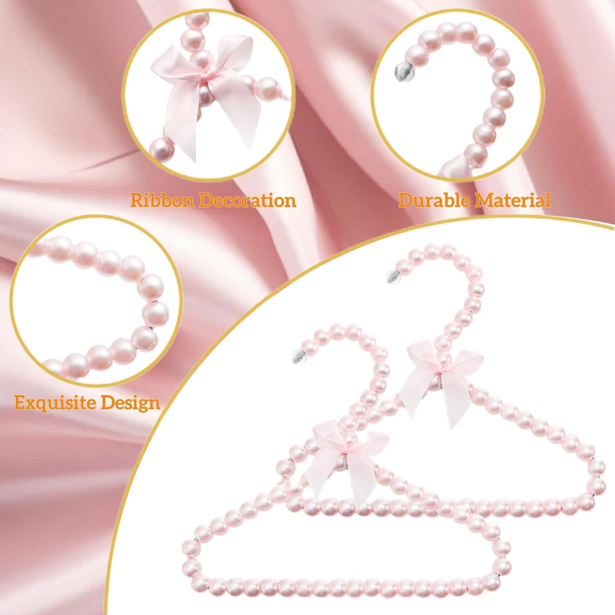 10 Pieces Small Pearl Hangers, 8 Inch Pink White