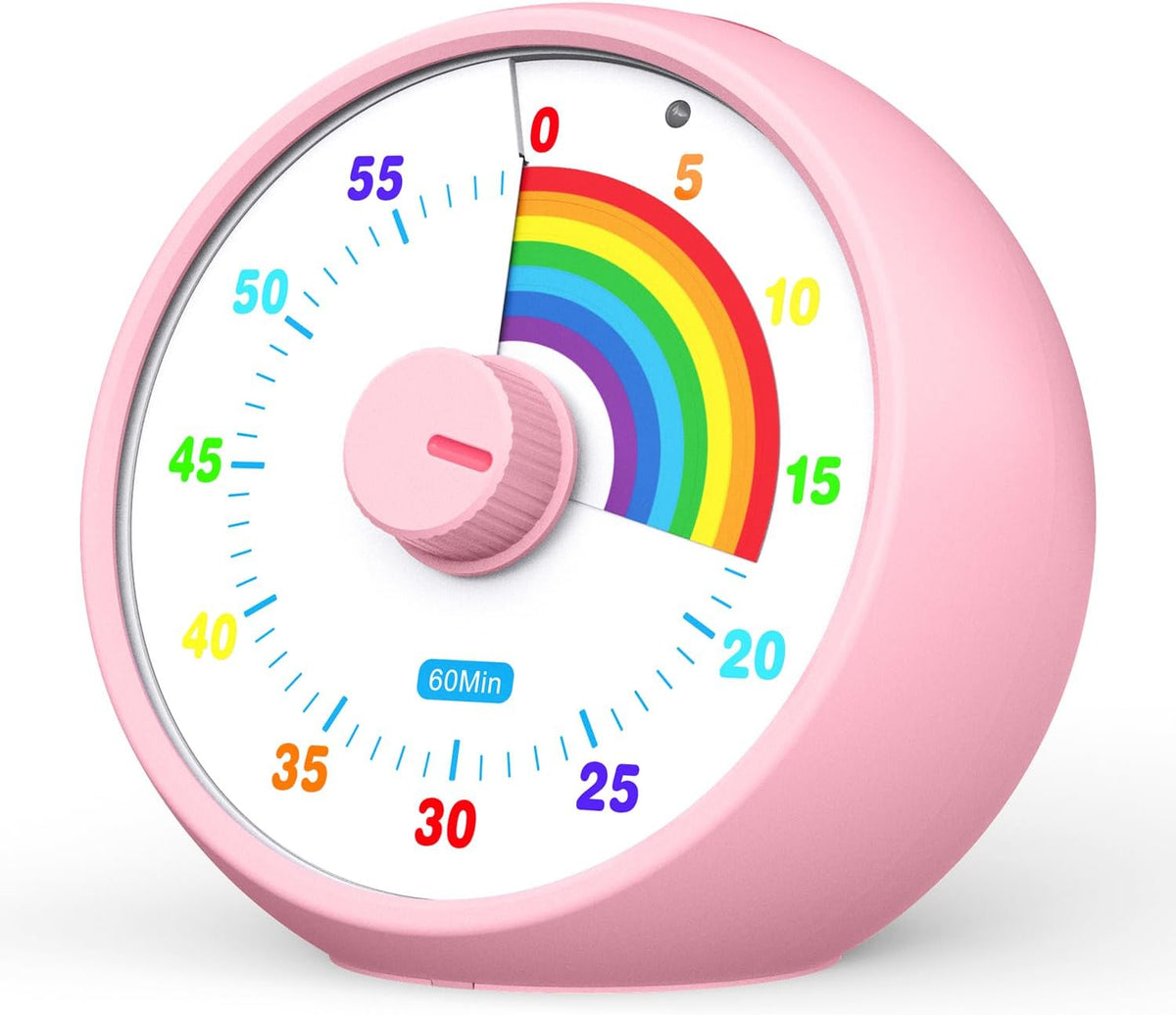 Visual Timer for Kids, 60-Minute Countdown Timer for Classroom Office Kitchen, Desk Timer Kids Time Management Tools with Silent Operation, Pomodoro Time Rainbow Pattern (Pink)