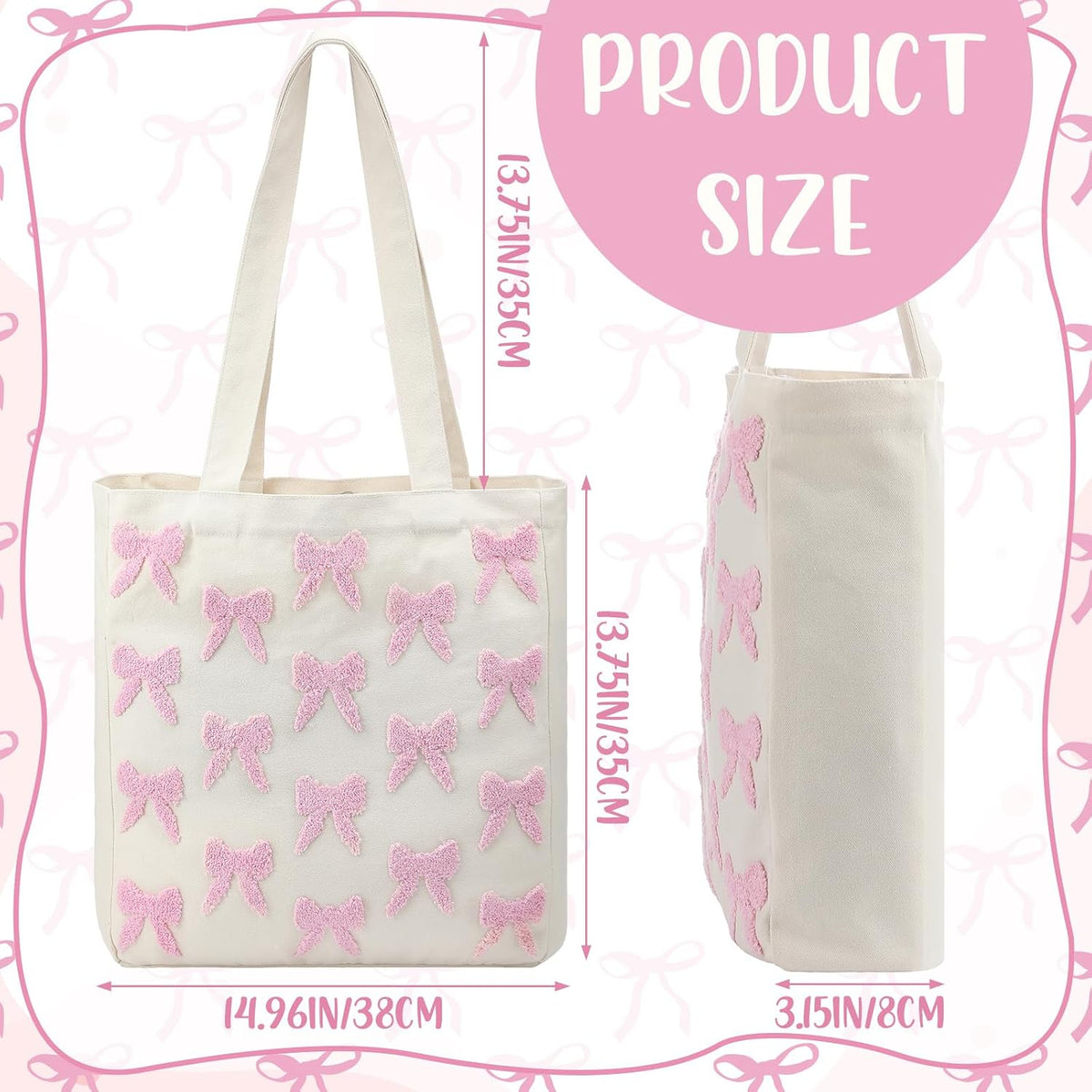 Aesthetic Embroidery Tote Bag for Women Floral Reusable Canvas Cute Shoulder Bag for Gym Shopping