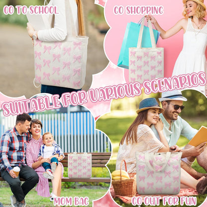 Aesthetic Embroidery Tote Bag for Women Floral Reusable Canvas Cute Shoulder Bag for Gym Shopping