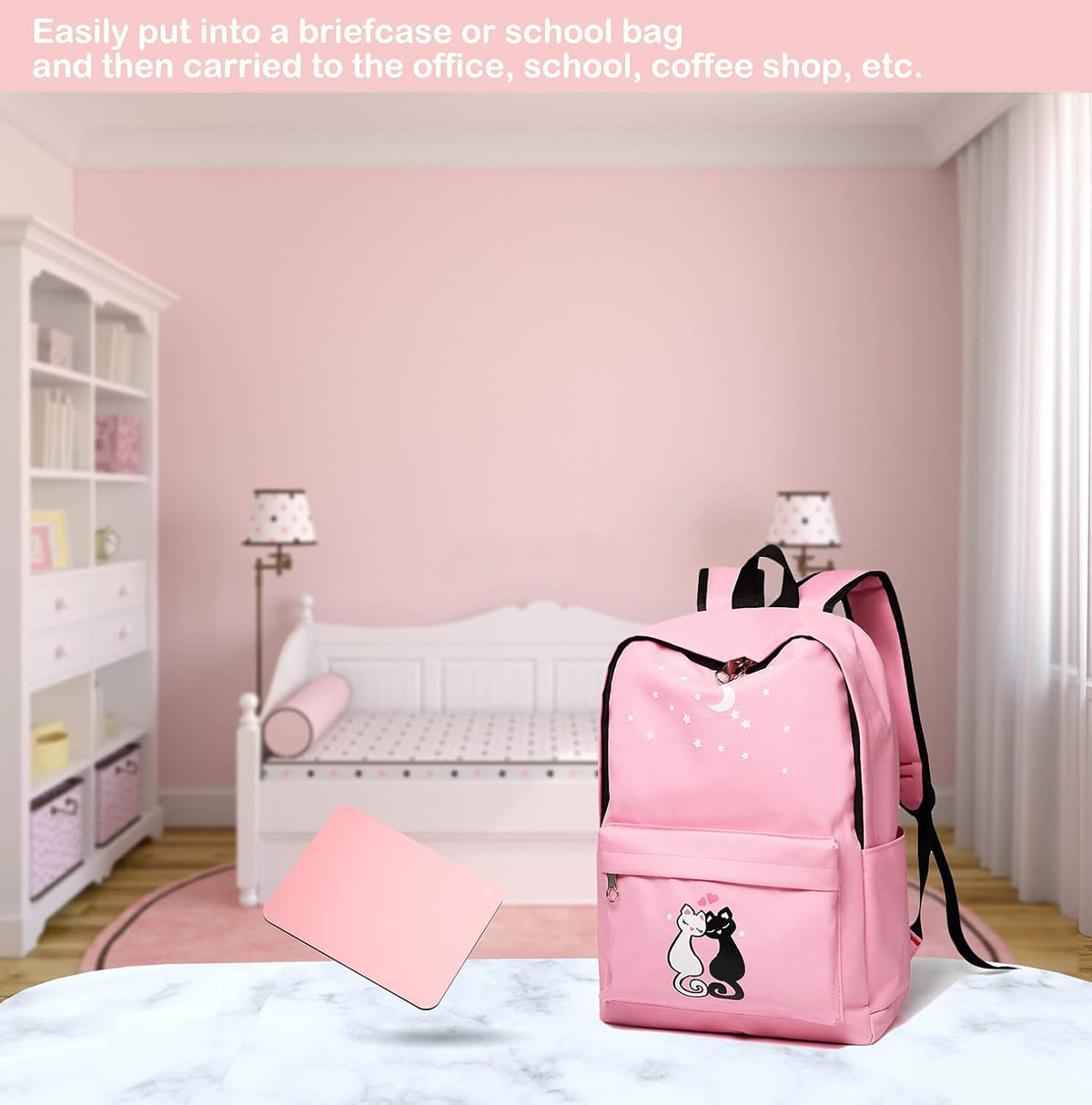 Small Mouse Pad 6 x 8 Inch, Mini Mouse Pad Thick for Laptop Wireless Mouse Home Office Travel, Portable & Washable (Pink)