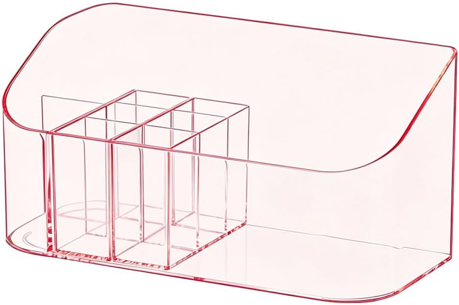 Makeup Tray Holder Organizer Cosmetic Display Case Tabletop Desktop Vanity Countertop Bathroom Wall Cabinet Medicine Storage Box 9 Dividers 2 Removable Women Ladies Girls Gifts Crystal Pink 1 PACK