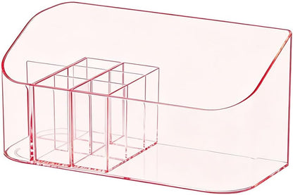 Makeup Tray Holder Organizer Cosmetic Display Case Tabletop Desktop Vanity Countertop Bathroom Wall Cabinet Medicine Storage Box 9 Dividers 2 Removable Women Ladies Girls Gifts Crystal Pink 1 PACK