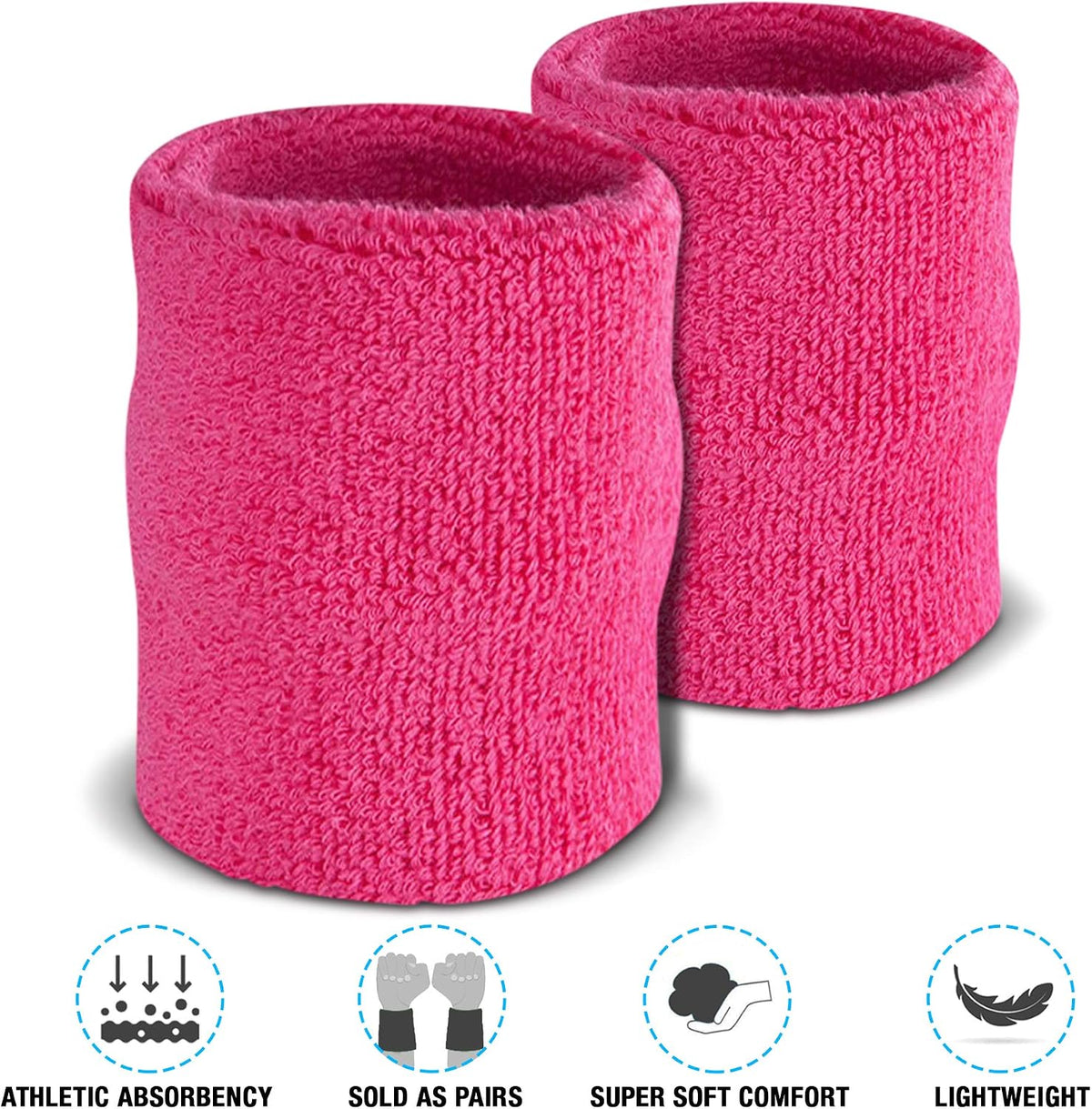 Arm Sweatbands, Absorbent and Breathable Thick Cotton Bands for Working Out, Gymnastics, Basketball, Tennis, and Football, Multiuse 4-inch Wristbands for Costumes and Cosplay