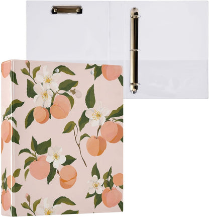 Cute Pastel Pink Peach Binder 3 Ring 1.5 Inch Binder with Clipboard&Pockets, Hardcover Binders Heavy Duty Large File Folder for Office School Supplies - Holds 200 Sheets