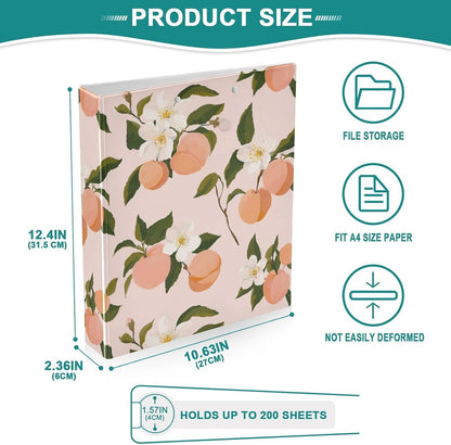 Cute Pastel Pink Peach Binder 3 Ring 1.5 Inch Binder with Clipboard&Pockets, Hardcover Binders Heavy Duty Large File Folder for Office School Supplies - Holds 200 Sheets