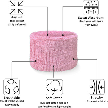 Cotton Terry Athletic Wrist Sweatbands