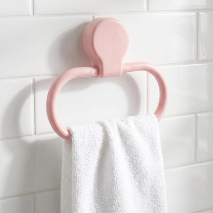 Pink Adhesive Towel Ring, No Drill Hand Towel Holder