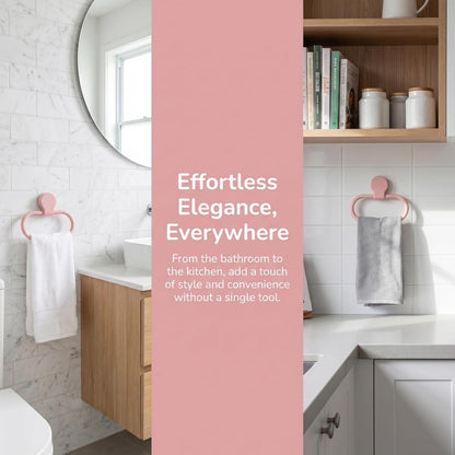 Pink Adhesive Towel Ring, No Drill Hand Towel Holder