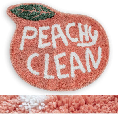 Peach Bath Mat Peachy Clean Bath Mats for Bathroom Non Slip Coral Pink Bathroom Rugs Washable Bathtub Mat Toilet Rug(25.2"X20.5")