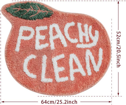 Peach Bath Mat Peachy Clean Bath Mats for Bathroom Non Slip Coral Pink Bathroom Rugs Washable Bathtub Mat Toilet Rug(25.2"X20.5")