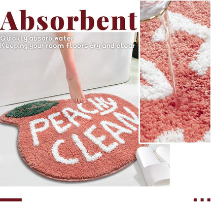 Peach Bath Mat Peachy Clean Bath Mats for Bathroom Non Slip Coral Pink Bathroom Rugs Washable Bathtub Mat Toilet Rug(25.2"X20.5")
