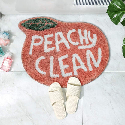 Peach Bath Mat Peachy Clean Bath Mats for Bathroom Non Slip Coral Pink Bathroom Rugs Washable Bathtub Mat Toilet Rug(25.2"X20.5")