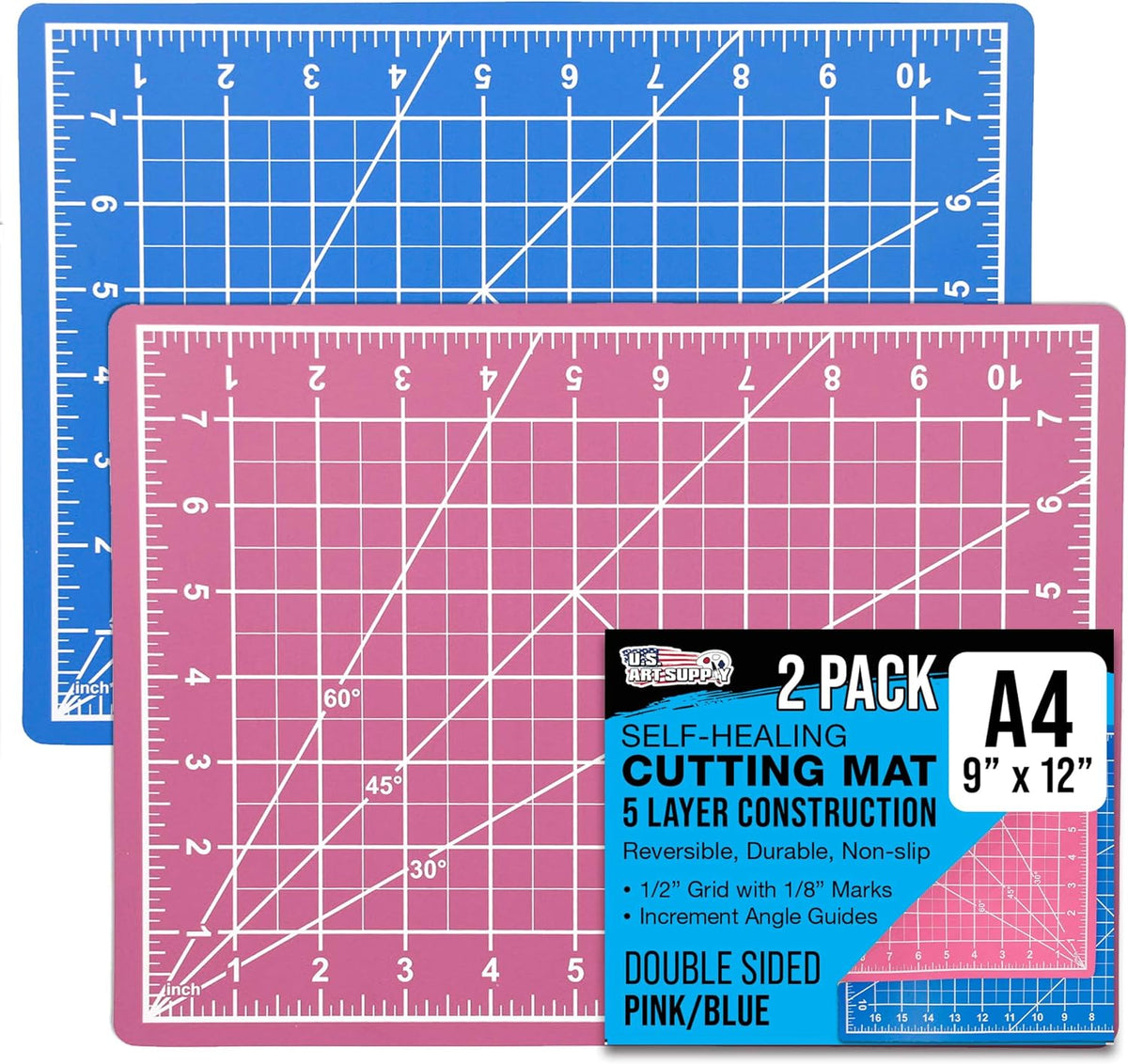 9"x12" Self-Healing Cutting Mat 5-Ply (2 Pack) Pink/Blue