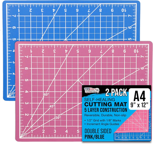 9"x12" Self-Healing Cutting Mat 5-Ply (2 Pack) Pink/Blue