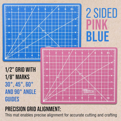 9"x12" Self-Healing Cutting Mat 5-Ply (2 Pack) Pink/Blue