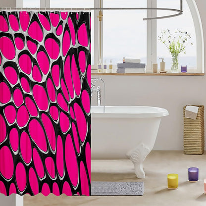 Peach Geometric Shower Curtain 72" L x 72" W Kids, Silver Bath Curtain for Boys Girls, Abstract Modern Art Bathroom Shower Curtain Set