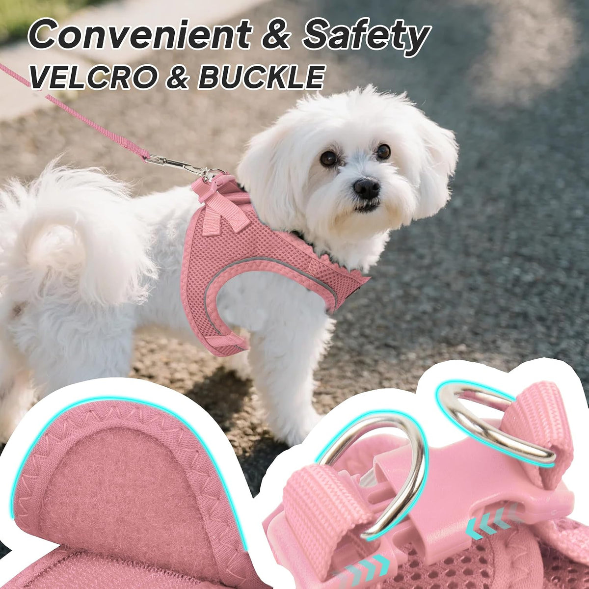 Small Dog Harness and Leash Set Breathable Step-in Puppy Cat Harness,XS
