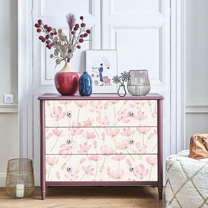 Peel and Stick Wallpaper, Pink Floral Wall Paper, 17.3"x118"