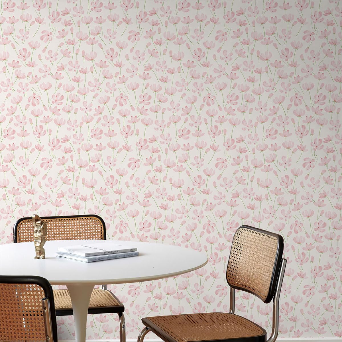 Peel and Stick Wallpaper, Pink Floral Wall Paper, 17.3"x118"