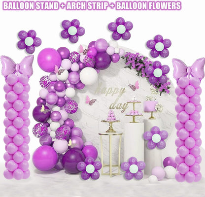 Balloon Column Stand Kit Set of 2, 7ft Height Adjustable Balloon Arch Kit, Metal Telescopic Pillar Balloon Stand, Birthday Party, Graduation, Wedding Christmas Decorations
