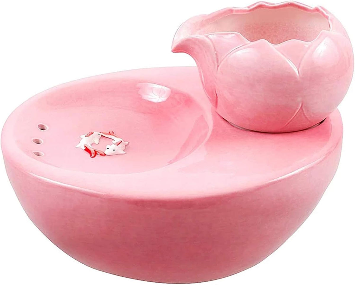 Ceramic Cat Drinking Water Fountain 1.3 L Electric Pets Water Dispenser Fountain Automatic Porcelain Cat Water Fountain for Cats and Dogs,Ultra Quiet Water Fountains and 5 Replacement Filters