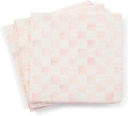 Cocktail Paper Napkin Pack, Pink-and-White Rosy Check
