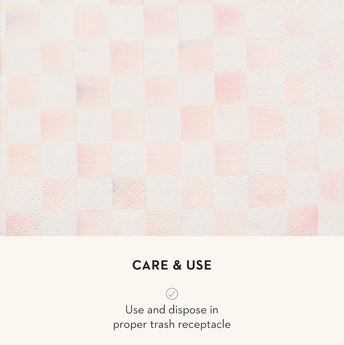 Cocktail Paper Napkin Pack, Pink-and-White Rosy Check