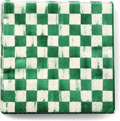 Cocktail Paper Napkin Pack, Pink-and-White Rosy Check