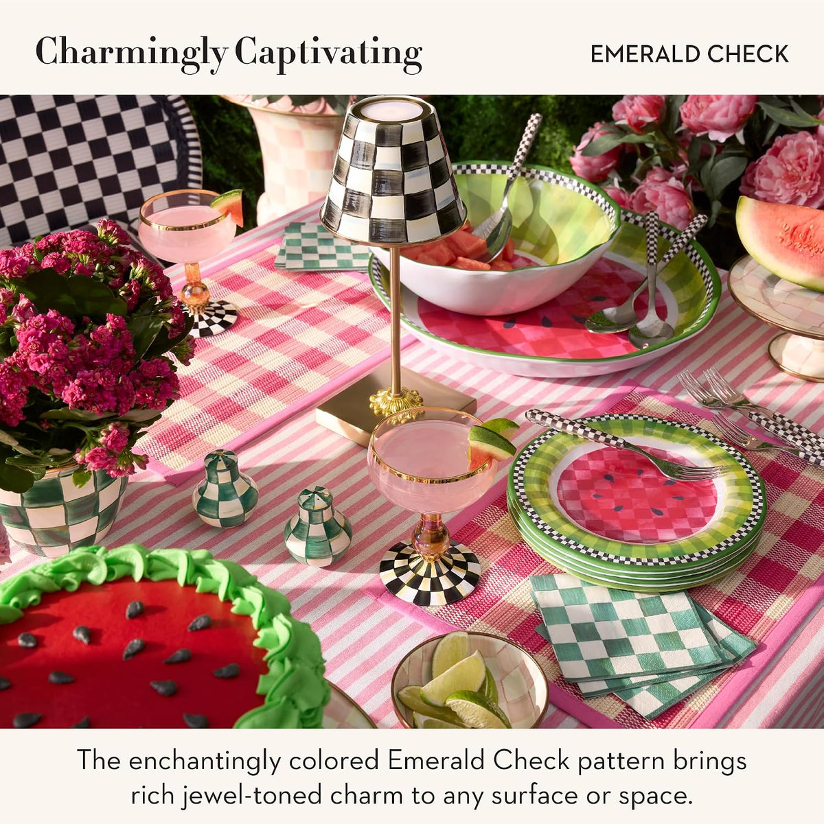 Cocktail Paper Napkin Pack, Pink-and-White Rosy Check