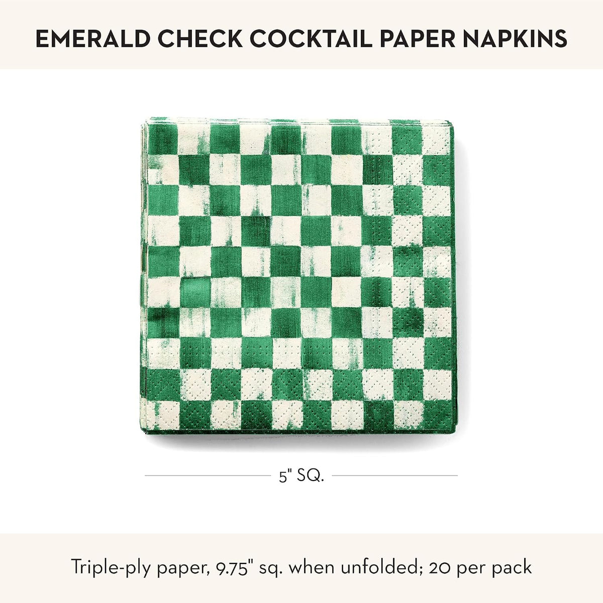Cocktail Paper Napkin Pack, Pink-and-White Rosy Check
