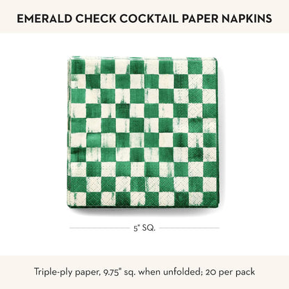 Cocktail Paper Napkin Pack, Pink-and-White Rosy Check