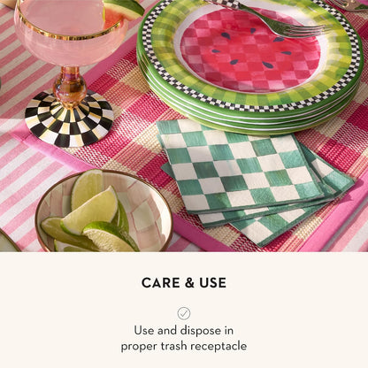 Cocktail Paper Napkin Pack, Pink-and-White Rosy Check