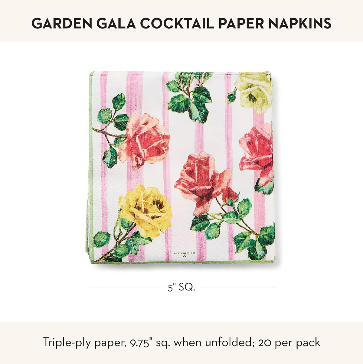 Cocktail Paper Napkin Pack, Pink-and-White Rosy Check