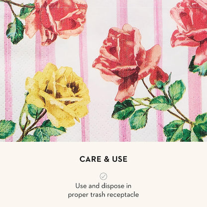Cocktail Paper Napkin Pack, Pink-and-White Rosy Check