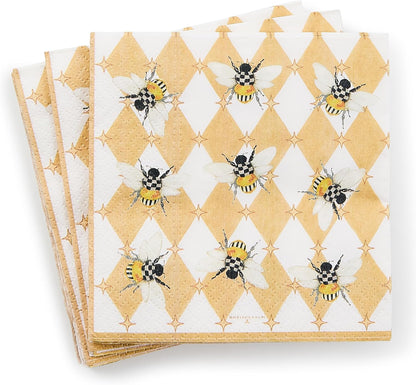 Cocktail Paper Napkin Pack, Pink-and-White Rosy Check