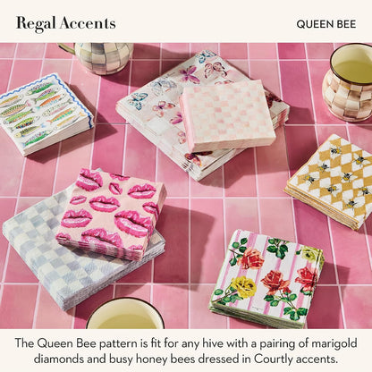Cocktail Paper Napkin Pack, Pink-and-White Rosy Check