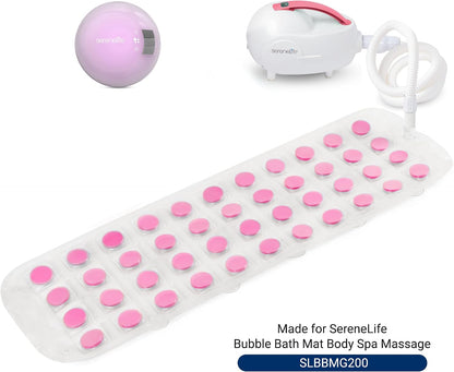 Bubble Bath Mat - Cushioned Non-Slip Design with Suction Cups, Replacement Mat for SLBBMG100, Fully Submersible and Foldable Spa Bath Mat for Bathtubs 47.24"x14.17" (Pink)