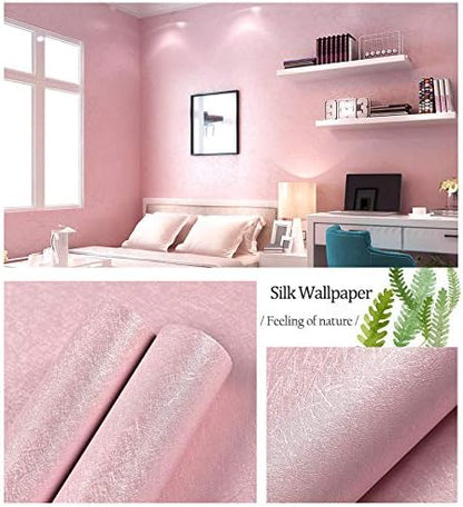 Pink Silk Wallpaper Peel and Stick Removable Textured 15.7"x118"