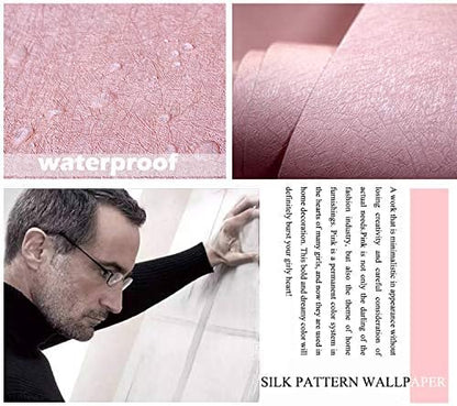 Pink Silk Wallpaper Peel and Stick Removable Textured 15.7"x118"