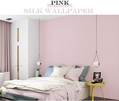 Pink Silk Wallpaper Peel and Stick Removable Textured 15.7"x118"