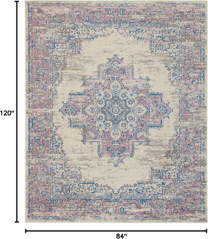 Grafix Ivory Pink 7' x 10' Area Rug - Easy Clean, Non Shedding, Bed Room, Living Room, Dining Room, Kitchen (7' x 10')