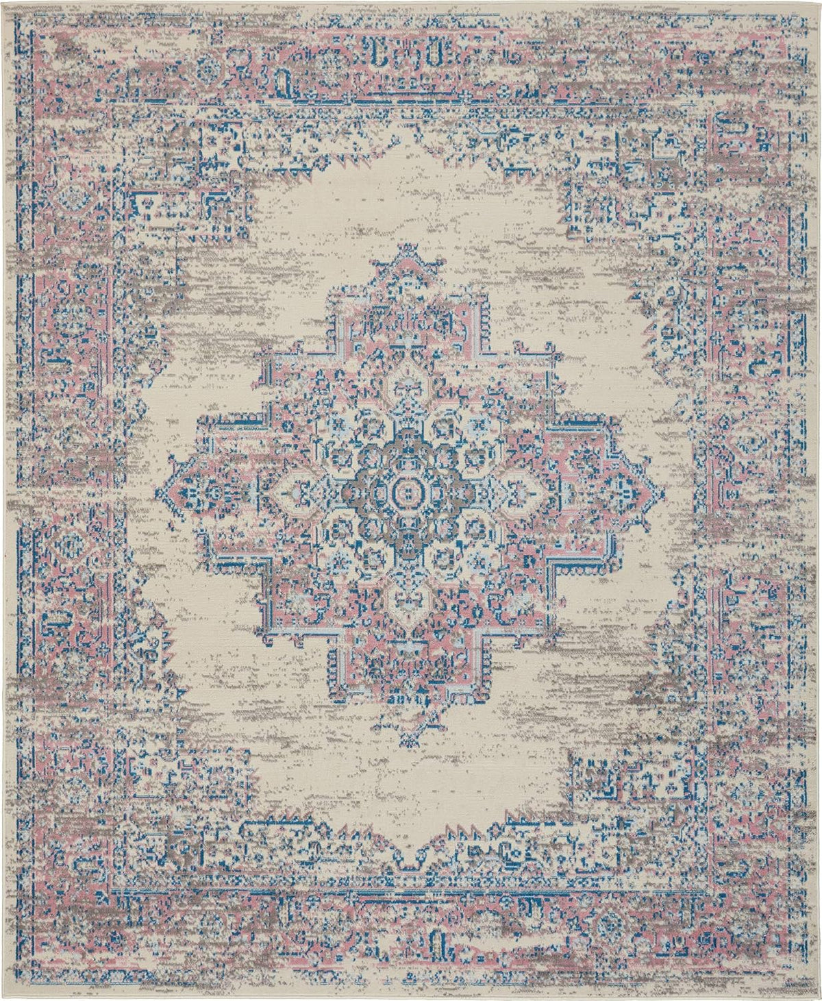Grafix Ivory Pink 7' x 10' Area Rug - Easy Clean, Non Shedding, Bed Room, Living Room, Dining Room, Kitchen (7' x 10')