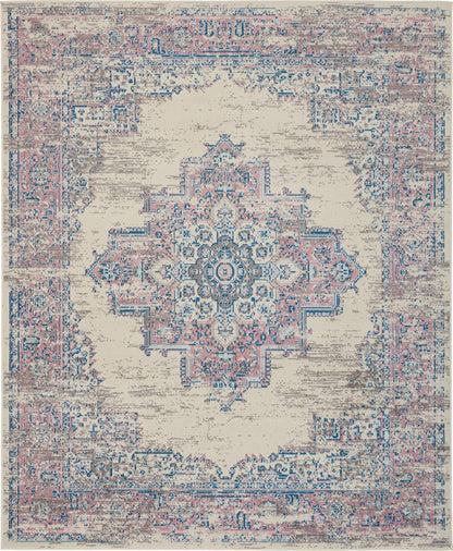 Grafix Ivory Pink 7' x 10' Area Rug - Easy Clean, Non Shedding, Bed Room, Living Room, Dining Room, Kitchen (7' x 10')