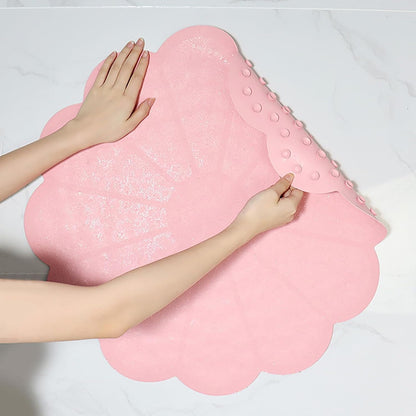 Flower Shape Bathroom Floor Mat Quick Dry Shower Mat Inside Shower, Breathable Bath Mats for Bathroom Non Slip Bathtub Mat with Suction Cups, Anti Slip Floor Mat for Bath Tub 21X21in,Pink